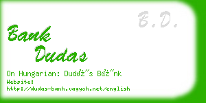 bank dudas business card